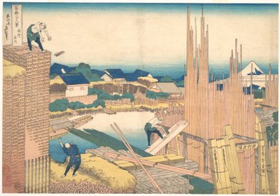 Tatekawa à Honjō (Honjō Tatekawa), tiré de la série « Les trente-six vues du mont Fuji » (Fugaku sanjūrokkei) - Katsushika Hokusai