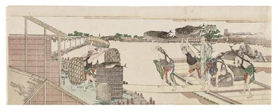 Déchargement de bonites destinées au marché - Katsushika Hokusai