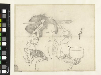 Femme avec une tasse de thé - Katsushika Hokusai