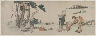 Femmes distrayant un enfant dont le cerf-volant est coincé dans un arbre, vers 1800 - Katsushika Hokusai