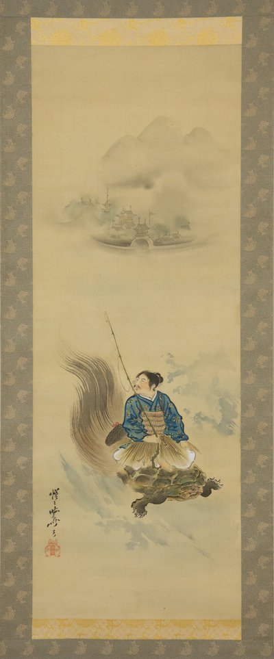 Urashima Taro chevauchant une tortue, après 1888 - Kawanabe Kyosai