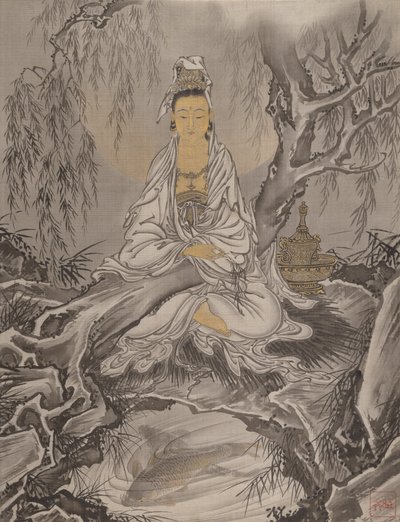 Kannon en robe blanche - Kawanabe Kyosai