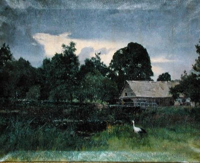 Paysage avec une cigogne - Kazimierz Alchimowicz