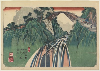 No. 41, Nojiri : Vue lointaine du pont de la rivière Ina, 1835-38 - Keisai Eisen