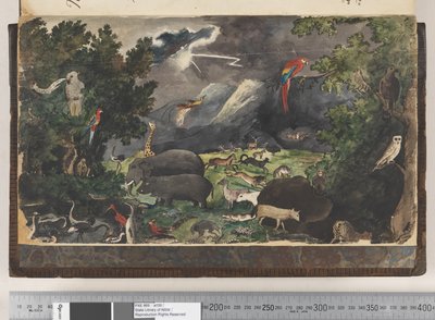 Frontispice : Sans titre, Royaume paisible, paysage avec oiseaux et animaux - Kenelm Henry Digby