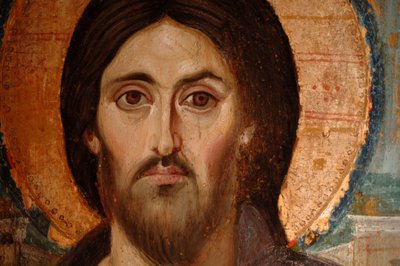 Peinture de Jésus en style copte, Musée du monastère Sainte-Catherine, le plus ancien contin..., VIe siècle après J.-C. (peinture) - Kenneth Garrett