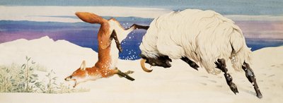 Une brebis à face noire attaque un renard - Kenneth Lilly