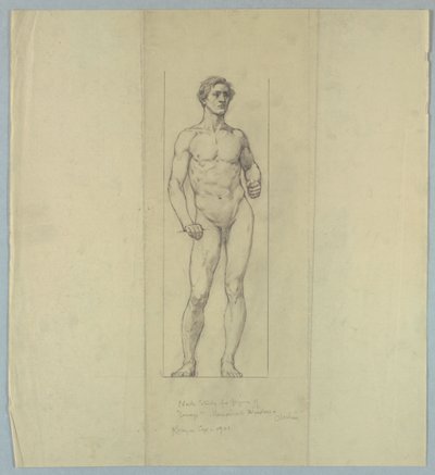 Étude de nu pour la figure de "Courage," fenêtre commémorative pour Jacob Dolson Cox, Oberlin College - Kenyon Cox