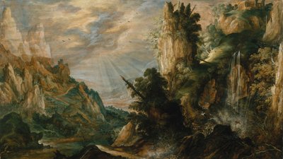 Paysage montagneux avec une cascade - Kerstiaen de Keuninck