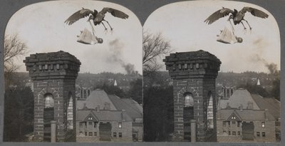 Autrefois, si les gens étaient bons, la cigogne apportait un bébé doux et beau, 1907 - Keystone View Company