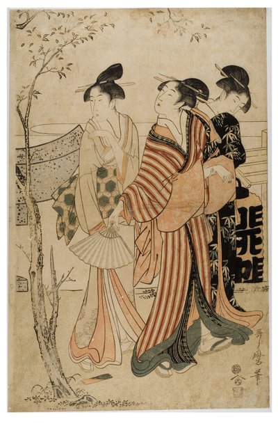 Dans la brume printanière une procession de fleurs - Kikugawa Eizen