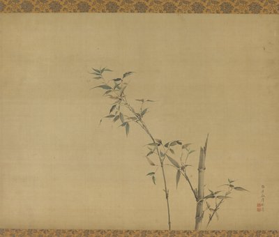 Tiges de bambou avec branches et feuillage, période Edo - Kishi Ganku