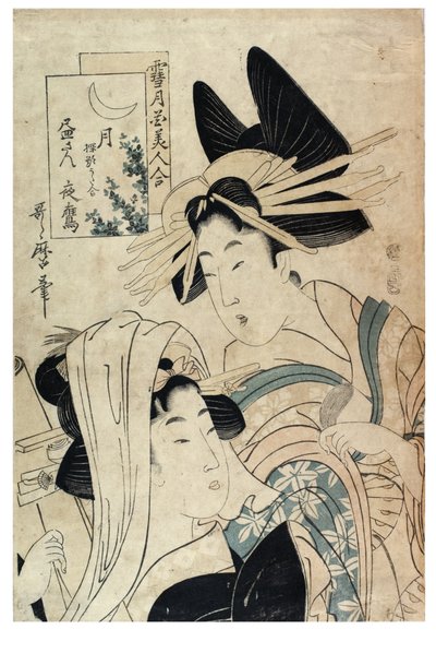Lune de la série Neige, Lune et Fleurs comparées aux belles femmes - Kitagawa II Utamaro