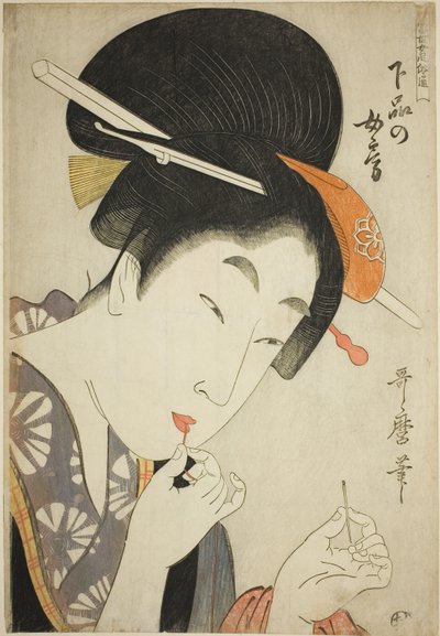 Une épouse de rang inférieur (Gebon no nyobo), de la série "Guide des styles féminins contemporains (Tosei onna fuzoku tsu)" - Kitagawa Utamaro