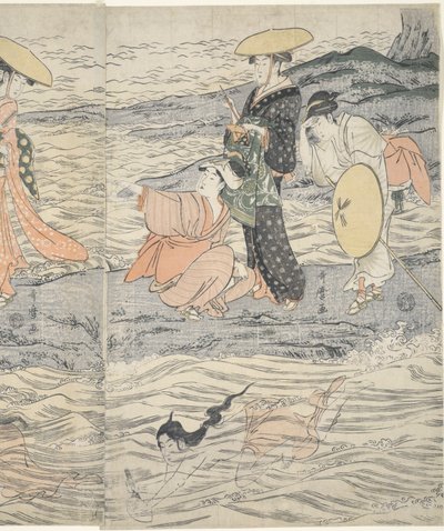 Plongeurs de coquillages Awabi à Enoshima - Kitagawa Utamaro
