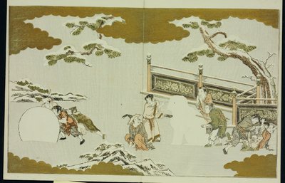 Enfants faisant un shishi de neige et roulant une boule de neige, de "Le Monde d