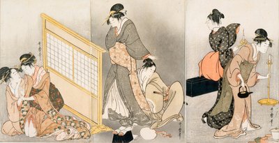 Double oreiller. Triptyque, vers 1794 - Kitagawa Utamaro