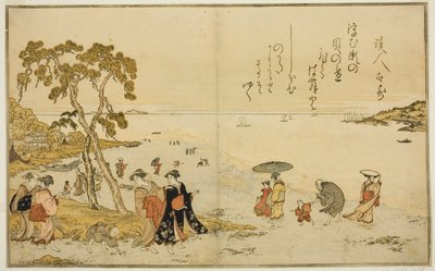 Ramassage de coquillages à marée basse, du livre illustré "Cadeaux de la marée basse" - Kitagawa Utamaro