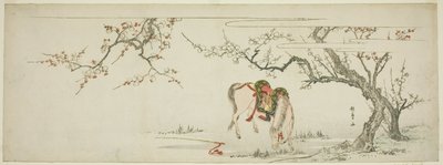 Cheval sous un prunier en fleurs - Kitagawa Utamaro