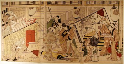 Nettoyage de la maison en préparation du Nouvel An - Kitagawa Utamaro