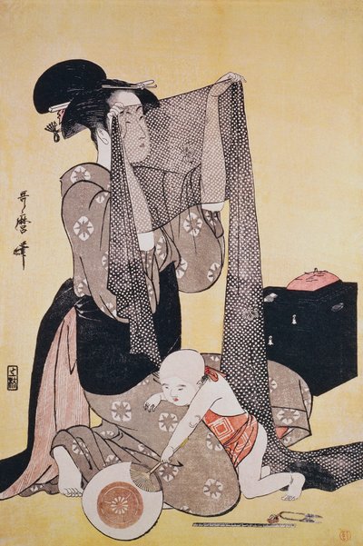 Broderie, vers 1794, par Kitagawa Utamaro (1753-1806), gravure sur bois, Japon, période Edo - Kitagawa Utamaro