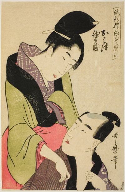 Ohatsu et Tokubei, de la série "Motifs à la mode dans le style Utamaro" - Kitagawa Utamaro