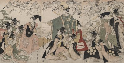 Parodie de « Yoritomo libérant des grues » (Mitate Yoritomo hōkaku) - Kitagawa Utamaro