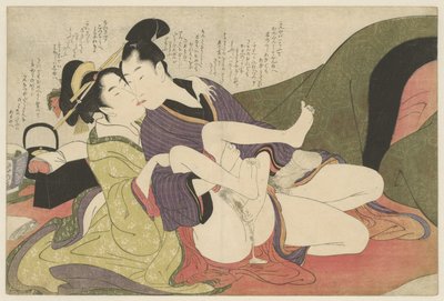 Prostituée embrassant un jeune homme - Kitagawa Utamaro