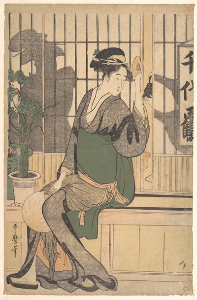 Ombres sur le shoji - Kitagawa Utamaro