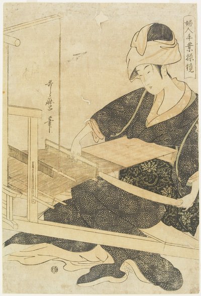 Le tissage sur un métier à tisser - Kitagawa Utamaro