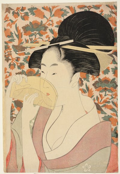 Femme Tenant un Peigne en Écaille de Tortue - Kitagawa Utamaro