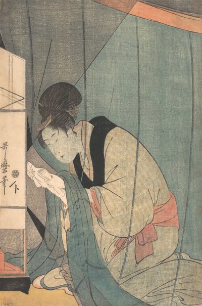 Femme lisant une lettre sous une moustiquaire, vers 1798 - Kitagawa Utamaro