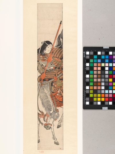 Guerrière Tomoe Gozen en armure avec épée à cheval - Kitao Shigemasa (attributed to)