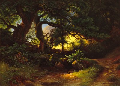 Section de forêt avec bûcheron - Knud Andreassen Baade
