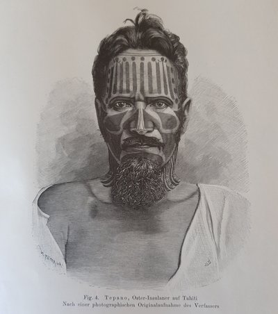 Juan Tepano, illustration de "Über die Tätowirung der Oster-Insulaner" par Hjalmar Stolpe - Knut Hjalmar (after) Stolpe