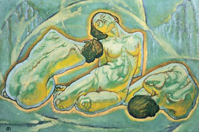 Drei kauernde Frauen - Trois femmes accroupies ... (peinture sur toile) - Koloman Moser