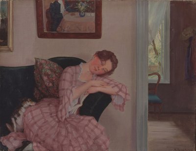 Une dame endormie en rose - Konstantin Andreevic Somov