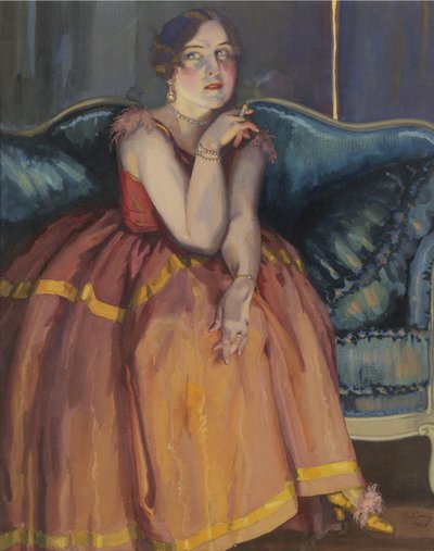 Femme fumant une cigarette sur un canapé - Konstantin Andreevic Somov