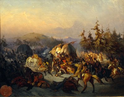 Les cosaques russes attaquent les troupes françaises en transit - Konstantin Nikolayevich Filippov