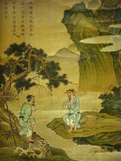 Conversation entre un pêcheur et un bûcheron, détail d
