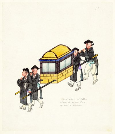 Exemple de palanquin fermé, publié vers 1890 - Korean School