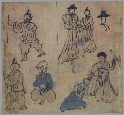 Scène de genre, 1 sur 4, 19ème siècle - Korean School