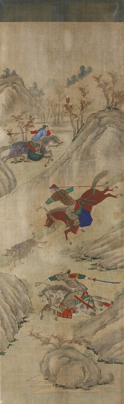 Scène de chasse (3 cavaliers et sanglier) - Korean School