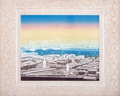 Vue aérienne de Londres avec bordure décorative - Kronheim and Co