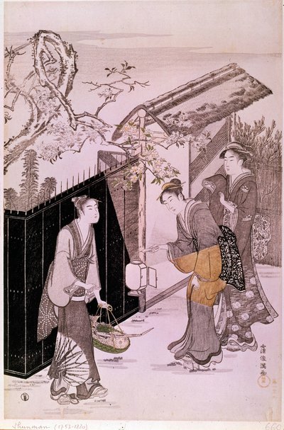 Retour de soirée poétique au printemps. Estampe japonaise de Shunman Kubo (1757-1820). Paris, Musée Guimet, Musée national des arts asiatiques - Kubo Shumman
