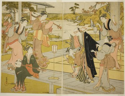 Oboshi Yuranosuke à la maison de thé Ichiriki, de la scène VII dans le magasin des fidèles serviteurs - Kubo Shunman