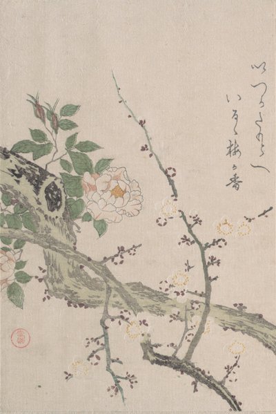 Roses et fleurs de prunier - Kubo Shunman