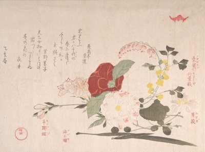 Collection de pluie de printemps Harusame shu, vol. 2 : Fleurs coupées : Clématite, Bus..., 1815 Année du Bœuf - Kubo Shunman