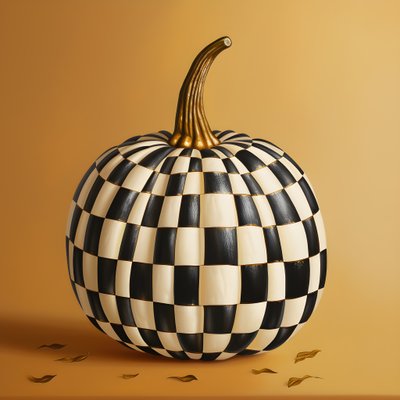 Citrouille dorée, blanche et noire sur fond beige - Kurt Heppke