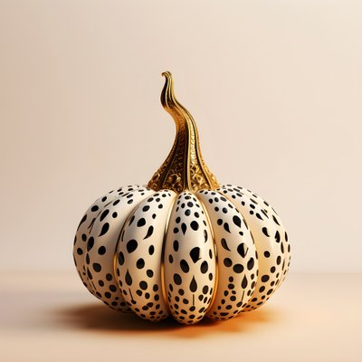 Citrouille dorée, blanche et noire sur fond beige - Kurt Heppke